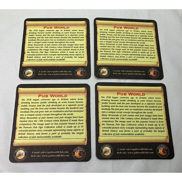 Concept Memorabilia Sherlock Holmes Pint Glass Arcoroc France w/4 Coasters - Picture 8 of 8